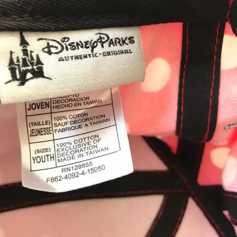 Disney Parks Girls Minnie Mouse Red & Black Polka Dot Baseball Hat Cap Ears Bow